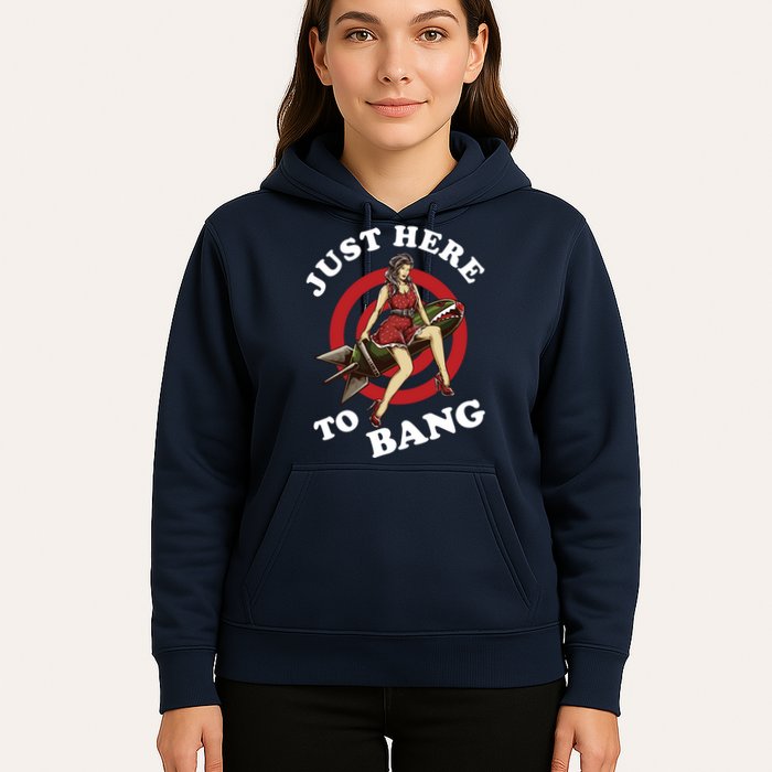 Here To Bang 4th Of July Pin Up Girl Rocket Hoodie