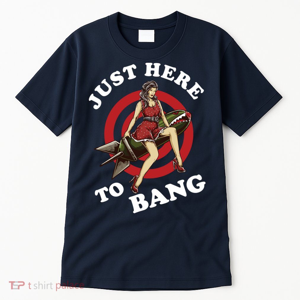 Here To Bang 4th Of July Pin Up Girl Rocket Tall T-Shirt