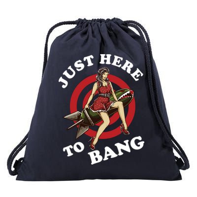 Here To Bang 4th Of July Pin Up Girl Rocket Drawstring Bag