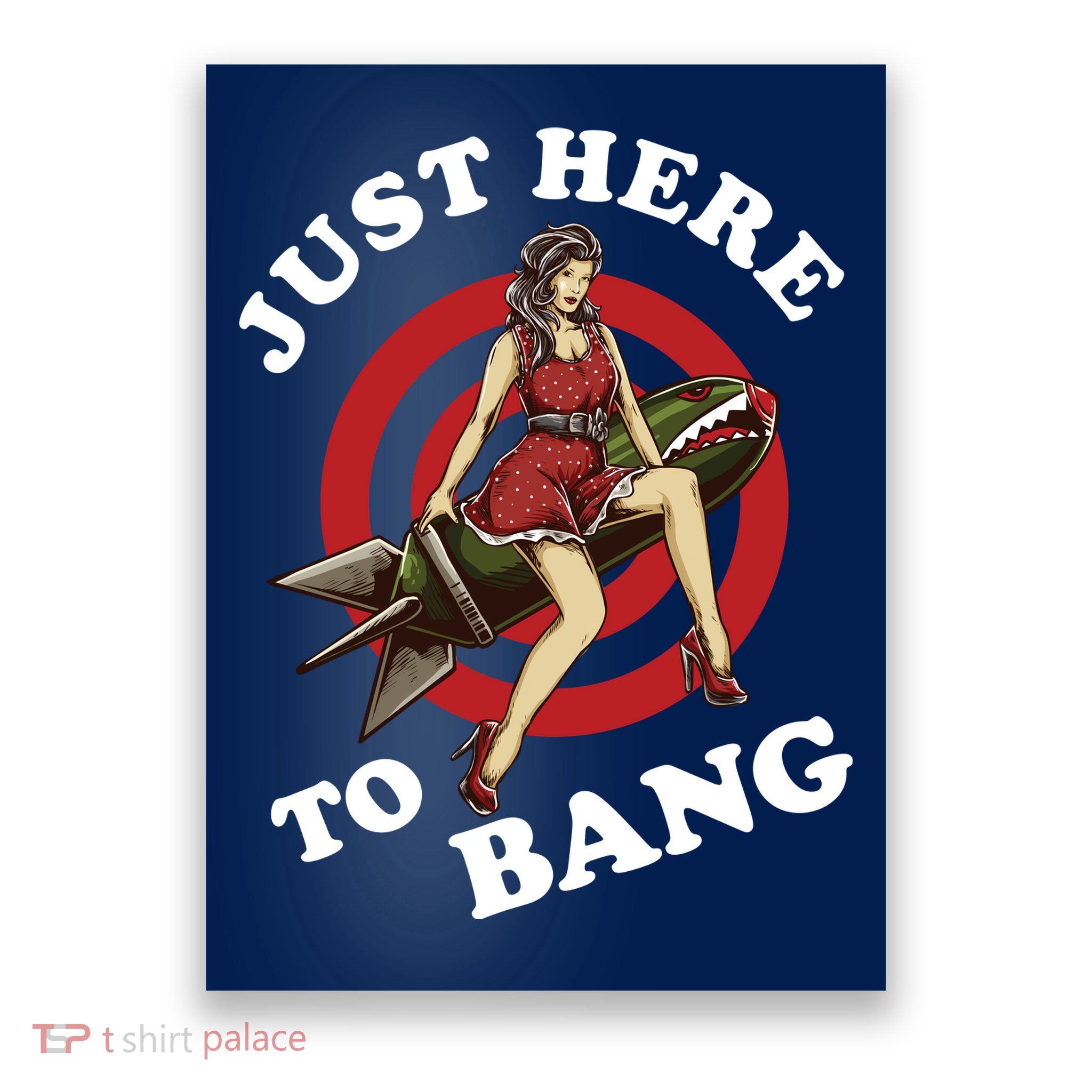 Here To Bang 4th Of July Pin Up Girl Rocket Poster