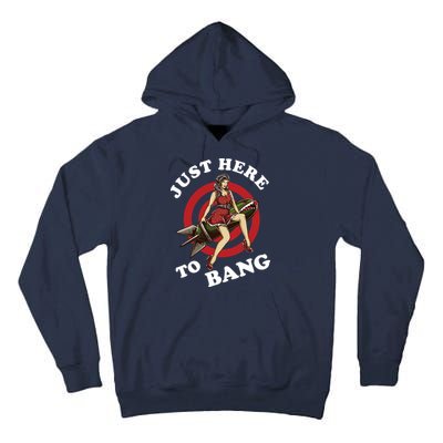 Here To Bang 4th Of July Pin Up Girl Rocket Tall Hoodie