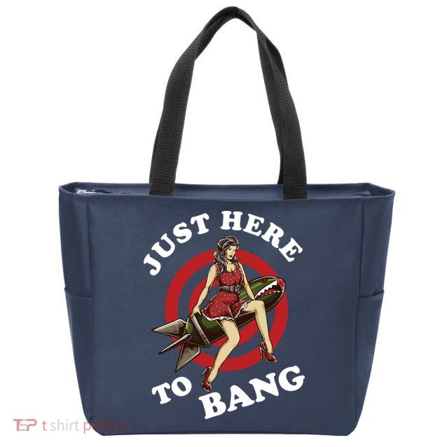 Here To Bang 4th Of July Pin Up Girl Rocket Zip Tote Bag