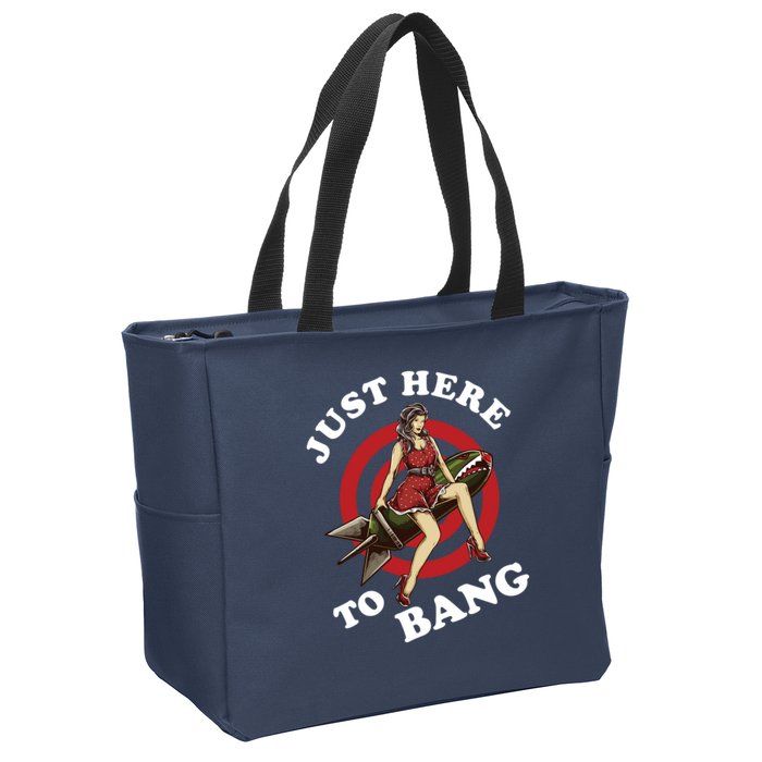 Here To Bang 4th Of July Pin Up Girl Rocket Zip Tote Bag