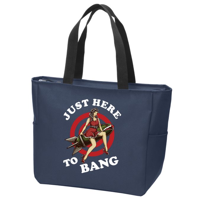Here To Bang 4th Of July Pin Up Girl Rocket Zip Tote Bag