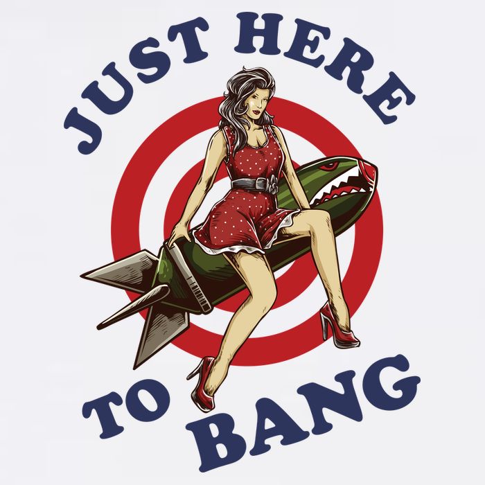 Here To Bang 4th Of July Pin Up Girl Rocket Garment-Dyed Sweatshirt