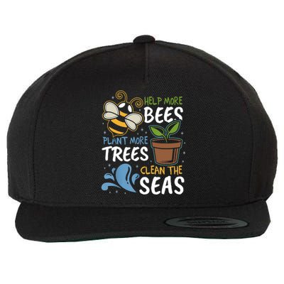 Help The Bees Plant More Trees Clean The Seas Earth Day Meaningful Gift Wool Snapback Cap