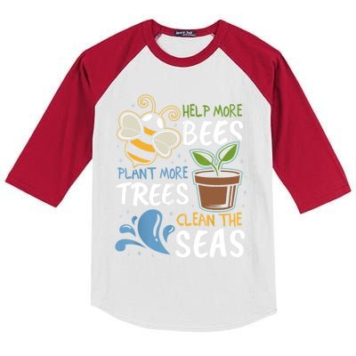 Help The Bees Plant More Trees Clean The Seas Earth Day Meaningful Gift Kids Colorblock Raglan Jersey