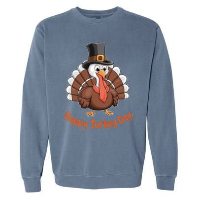 Happy Thanksgiving Birthday Graphic Happy Turkey Day Gift Garment-Dyed Sweatshirt