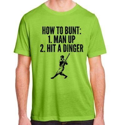 How To Bunt, Hit A Dinger Funny Baseball Player Home Run Fun Adult ChromaSoft Performance T-Shirt