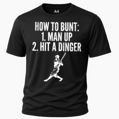 How To Bunt, Hit A Dinger Funny Baseball Player Home Run Fun Cooling Performance Crew T-Shirt