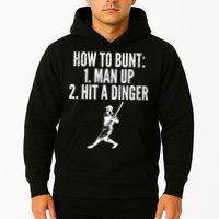 How To Bunt, Hit A Dinger Funny Baseball Player Home Run Fun Hoodie