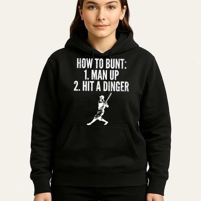 How To Bunt, Hit A Dinger Funny Baseball Player Home Run Fun Hoodie