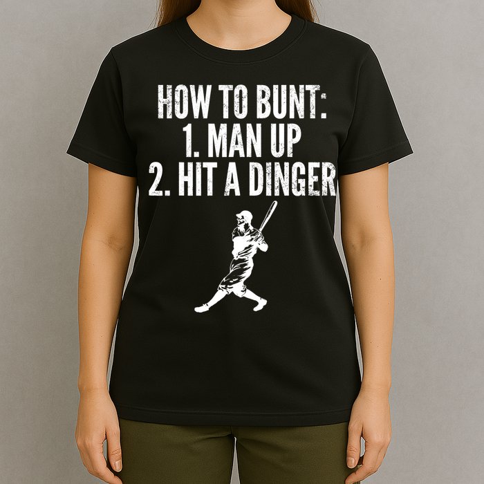 How To Bunt, Hit A Dinger Funny Baseball Player Home Run Fun T-Shirt