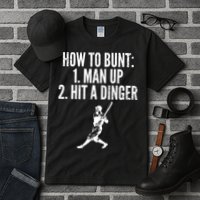 How To Bunt, Hit A Dinger Funny Baseball Player Home Run Fun Tall T-Shirt