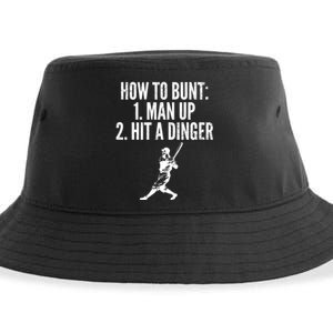 How To Bunt, Hit A Dinger Funny Baseball Player Home Run Fun Sustainable Bucket Hat