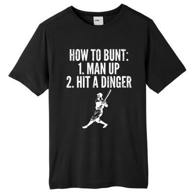 How To Bunt, Hit A Dinger Funny Baseball Player Home Run Fun Tall Fusion ChromaSoft Performance T-Shirt