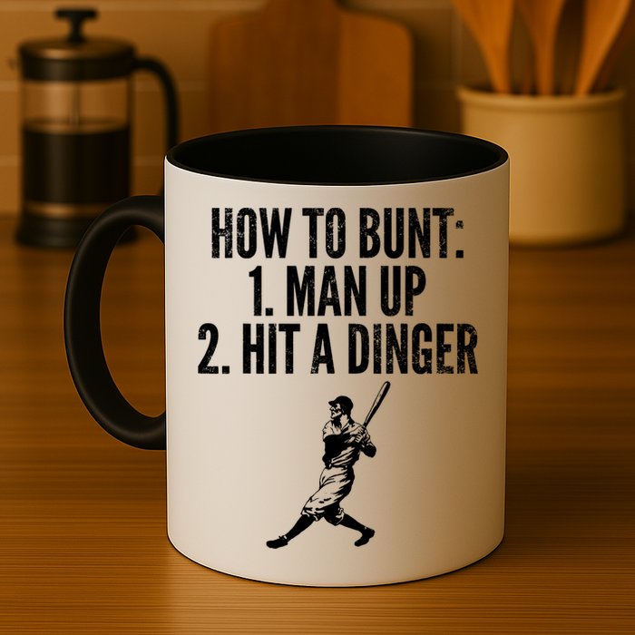 How To Bunt, Hit A Dinger Funny Baseball Player Home Run Fun Mug