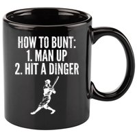 How To Bunt, Hit A Dinger Funny Baseball Player Home Run Fun 11oz C Handle Ceramic Mug