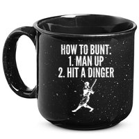 How To Bunt, Hit A Dinger Funny Baseball Player Home Run Fun 15oz Campfire Ceramic Mug