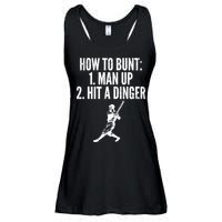 How To Bunt, Hit A Dinger Funny Baseball Player Home Run Fun Ladies Essential Flowy Tank