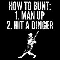 How To Bunt, Hit A Dinger Funny Baseball Player Home Run Fun Flat Bill Trucker Hat