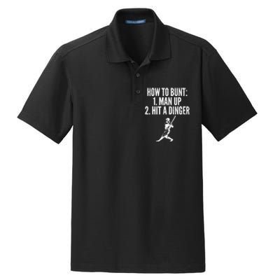 How To Bunt, Hit A Dinger Funny Baseball Player Home Run Fun Dry Zone Grid Polo