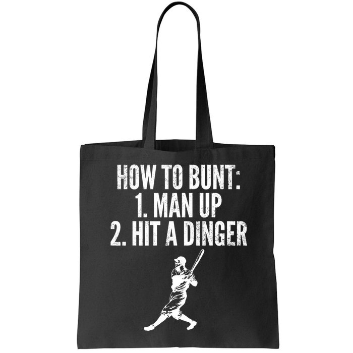 How To Bunt, Hit A Dinger Funny Baseball Player Home Run Fun Bag