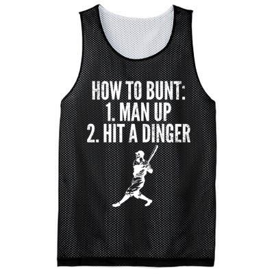 How To Bunt, Hit A Dinger Funny Baseball Player Home Run Fun Mesh Reversible Basketball Jersey Tank