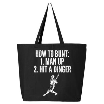 How To Bunt, Hit A Dinger Funny Baseball Player Home Run Fun 25L Jumbo Tote