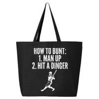 How To Bunt, Hit A Dinger Funny Baseball Player Home Run Fun 25L Jumbo Tote