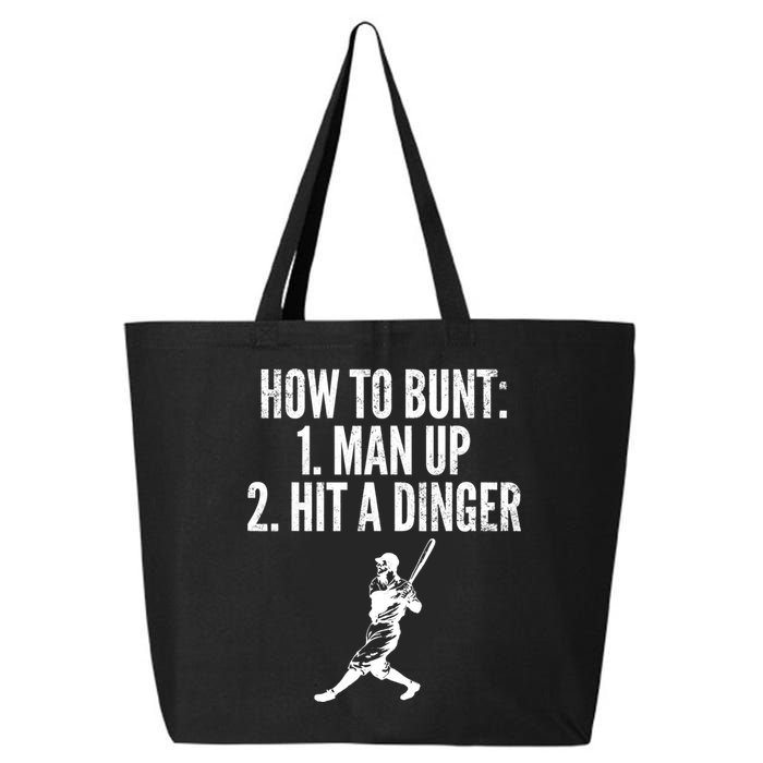 How To Bunt, Hit A Dinger Funny Baseball Player Home Run Fun 25L Jumbo Tote