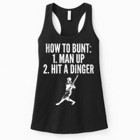 How To Bunt, Hit A Dinger Funny Baseball Player Home Run Fun Womens Tank Top