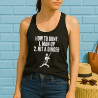 How To Bunt, Hit A Dinger Funny Baseball Player Home Run Fun Womens Tank Top
