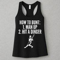 How To Bunt, Hit A Dinger Funny Baseball Player Home Run Fun Womens Tank Top