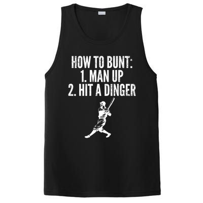 How To Bunt, Hit A Dinger Funny Baseball Player Home Run Fun PosiCharge Competitor Tank