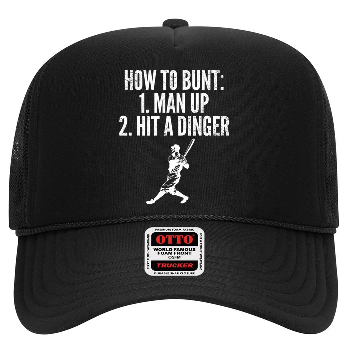 How To Bunt, Hit A Dinger Funny Baseball Player Home Run Fun Trucker Hat