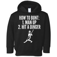 How To Bunt, Hit A Dinger Funny Baseball Player Home Run Fun Toddler Hoodie
