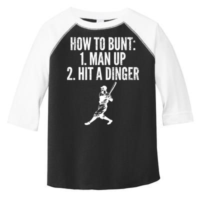 How To Bunt, Hit A Dinger Funny Baseball Player Home Run Fun Toddler Fine Jersey T-Shirt