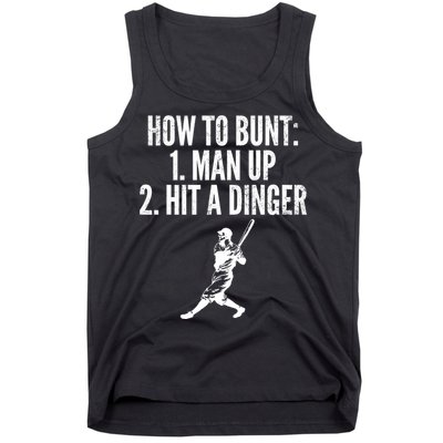 How To Bunt, Hit A Dinger Funny Baseball Player Home Run Fun Tank Top