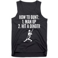 How To Bunt, Hit A Dinger Funny Baseball Player Home Run Fun Tank Top