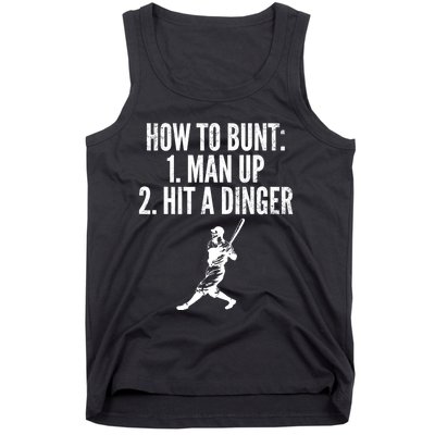 How To Bunt, Hit A Dinger Funny Baseball Player Home Run Fun Tank Top