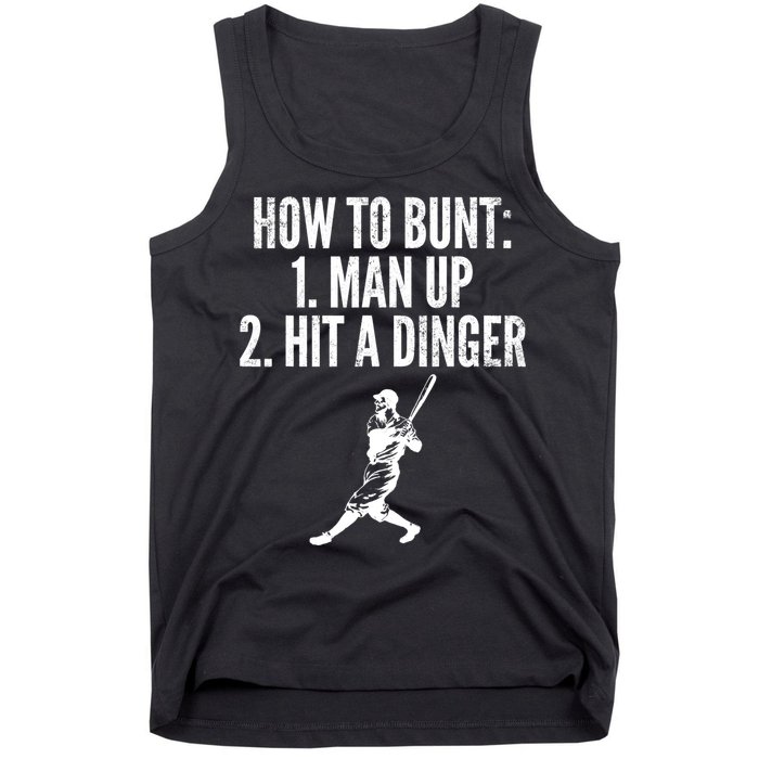 How To Bunt, Hit A Dinger Funny Baseball Player Home Run Fun Tank Top