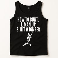 How To Bunt, Hit A Dinger Funny Baseball Player Home Run Fun Tank Top
