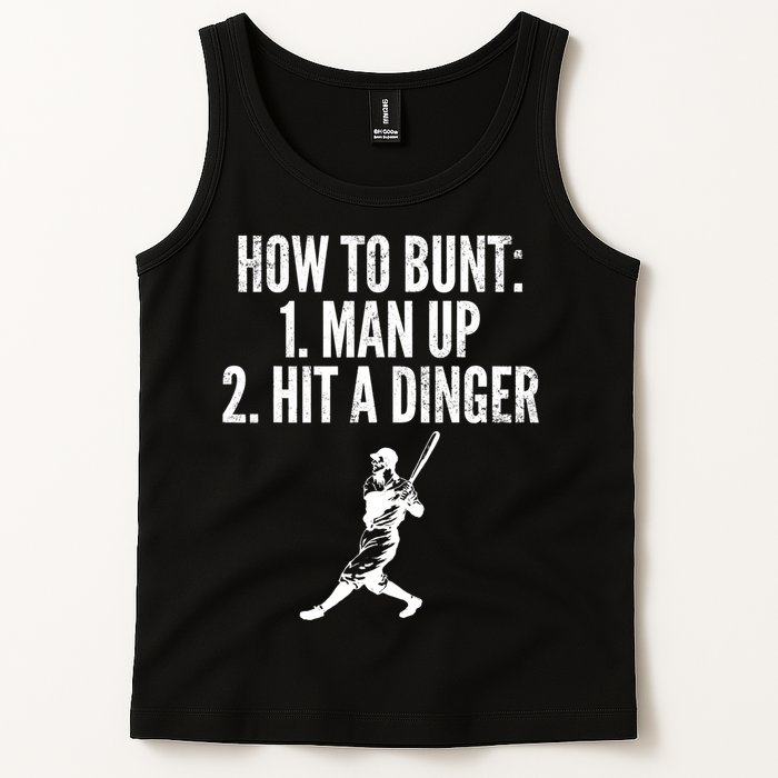 How To Bunt, Hit A Dinger Funny Baseball Player Home Run Fun Tank Top
