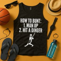How To Bunt, Hit A Dinger Funny Baseball Player Home Run Fun Tank Top