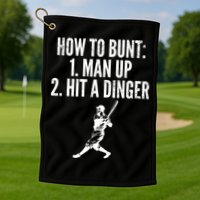 How To Bunt, Hit A Dinger Funny Baseball Player Home Run Fun Golf Towel