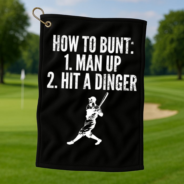 How To Bunt, Hit A Dinger Funny Baseball Player Home Run Fun Golf Towel