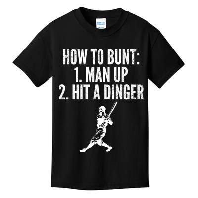 How To Bunt, Hit A Dinger Funny Baseball Player Home Run Fun Kids T-Shirt