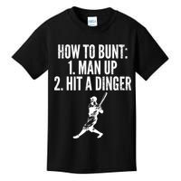 How To Bunt, Hit A Dinger Funny Baseball Player Home Run Fun Kids T-Shirt