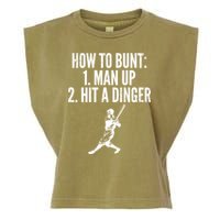How To Bunt, Hit A Dinger Funny Baseball Player Home Run Fun Garment-Dyed Women's Muscle Tee